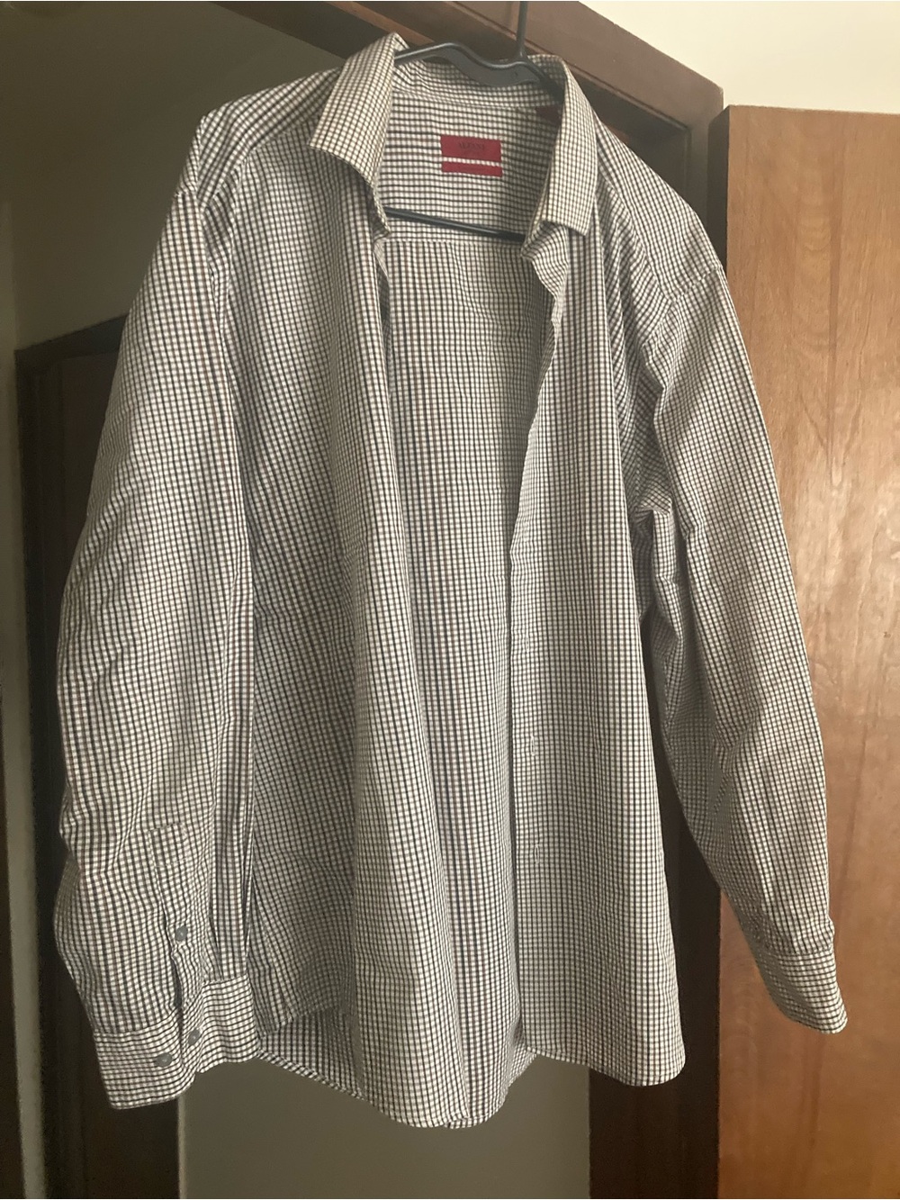 Alfani Men's Tan & Brown Micro-Check Dress Shirt